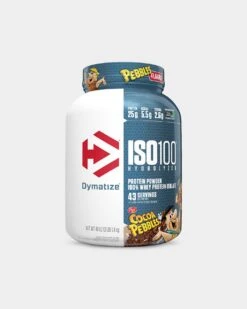 Dymatize ISO100 Hydrolyzed Whey Protein Isolate 39 Dymatize ISO100 Hydrolyzed Whey Protein Isolate -Never backdown 3lb Co Pebbles DYM6070077 6721 grey